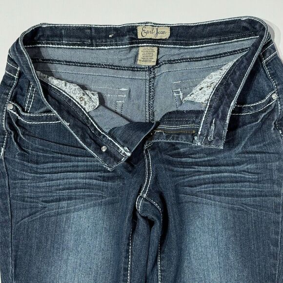 Earl Boot Cut Mid Rise Rhinestone Pockets Dark Wash Jeans Women’s Size 6P (J5) - Picture 5 of 11